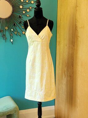 GUC! | Vintage Mexx Midi Dress | Lemon-Lime with Pale Floral Pattern | Size 8